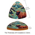 thumbnail image 3 of HemaKayy Set of 6 Decorative Coasters for Drinks, Waterproof Leather Drink Coaster with Double Side Non-Slip Surface for Cup Kitchen Home Housewarming Gift, Rectangle 4" - Grassland Plateau Yak, 3 of 7
