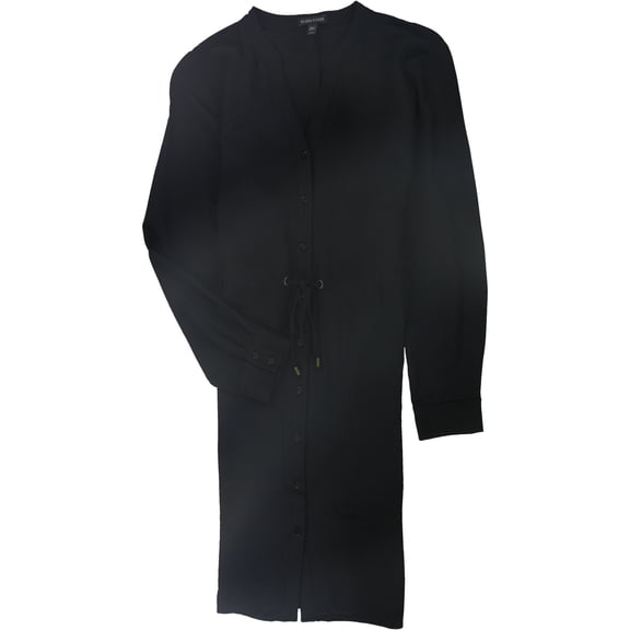 Eileen Fisher Womens Drawstring Waist Shirt Dress, Black, Medium