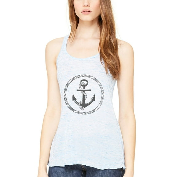 Women's Boat Anchor Printing Flowy Racerback Tank Top