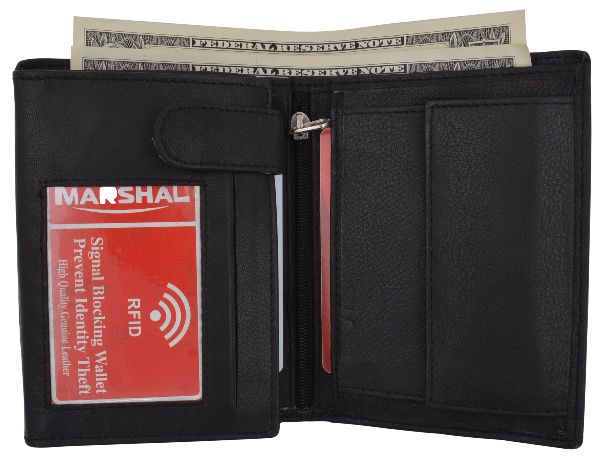 Marshal Wallet RFID Blocking Mens Hipster Hybrid Bifold Trifold