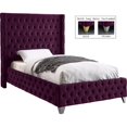 thumbnail image 4 of Meridian Furniture Savan Purple Velvet Twin Bed, 4 of 11