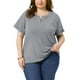 thumbnail image 1 of Camisetas de mujer de talla grande GRACE & GRANDEUR, con cuello en V, mangas cortas enrolladas, suaves y casuales, camisetas de verano 2025 5X gris, 1 of 1