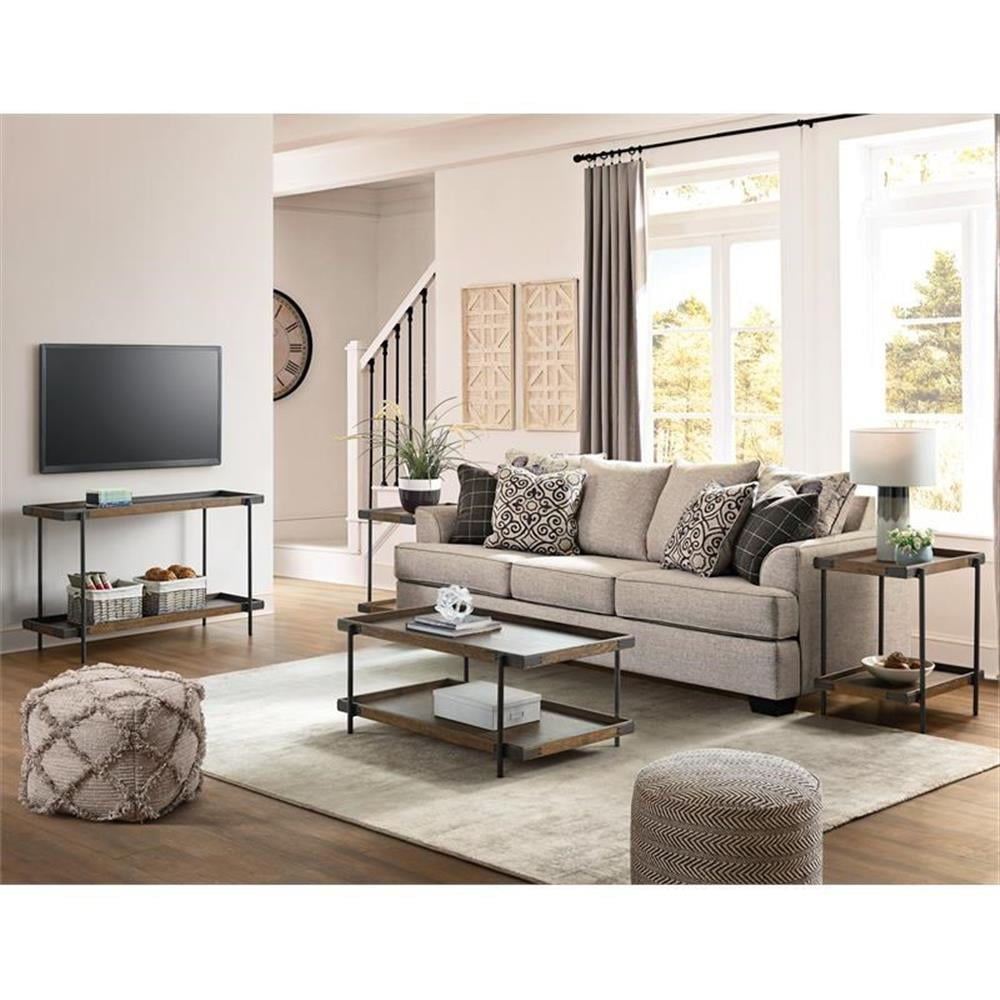 Alaterre Furniture Kyra Oak and Metal 4 Piece Coffee Table Set