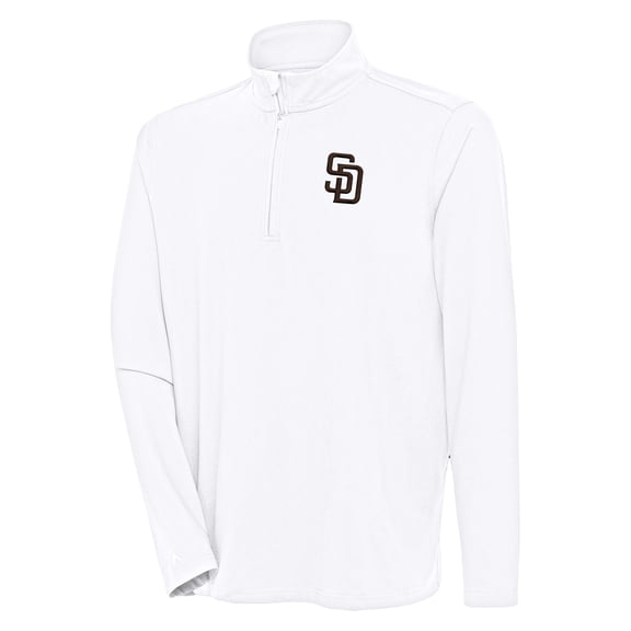 Men's Antigua  White San Diego Padres Hunk Quarter-Zip Pullover Top