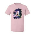 thumbnail image 2 of Wild Bobby, Galactic Pizza Space Cat Laser Eyes, Animal Lover, Men Graphic Tees, Light Pink, Large, 2 of 3