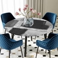 thumbnail image 5 of Elastic Fitted Round Tablecloth, Black Grey Ombre Waterproof Stretch Table Cover for 45"-54" Tables, Vintage Abstract Smear Aesthetics Washable Outdoor Tablecloths for Patio, Picnic, Camping, 5 of 9