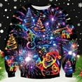 thumbnail image 2 of Telankuip Christmas Sweatshirts for Men Women Funny Animal Graphic Long Sleeve Crewneck Pullovers Shimmer 3D Print Xmas Holiday Stylish Winter Warm Tops Purple S, 2 of 4