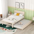 thumbnail image 3 of EBQOSK Modern Design Platform Bed Frame with 2 Drawers Beige, 3 of 7