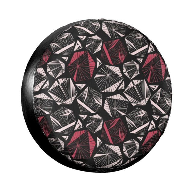 Custom Navy Blue Mosaic Lines Geometric Abstract Pattern Spare Tire Cover for Suzuki Mitsubish Geometry Car Wheel Protectors