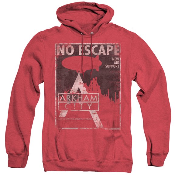 Batman Arkham City No Escape Adult Heather Hoodie Sweatshirt Red