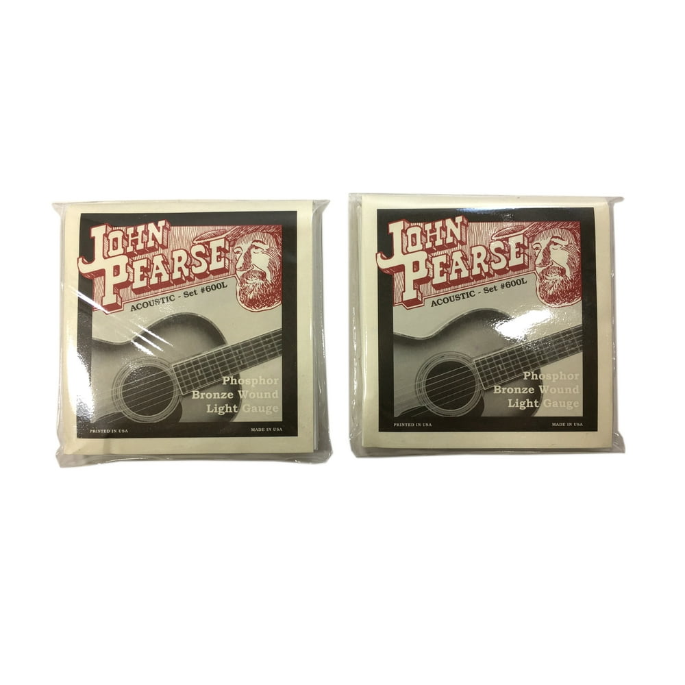 John Pearse Guitar Strings 2Pack Acoustic Phosphor Bronze 600L Light