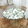 thumbnail image 5 of Round Green Leaves Fitted Tablecloth with Polyester Backing Elastic Edge Design Table Cover Waterproof Oil-Proof Table Cloth Stain-Resistant Wipeable for Round Table (Best for 52" R), 5 of 6
