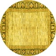 thumbnail image 1 of Ahgly Company Machine Washable Indoor Round Abstract Yellow Modern Area Rugs, 6' Round, 1 of 4