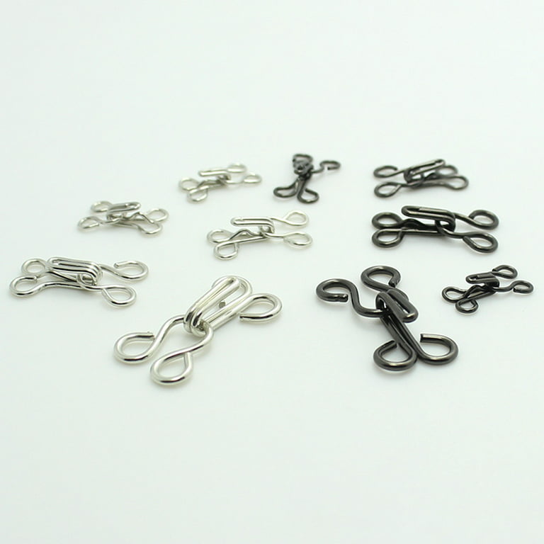 Bememo 100 Set Hook and Eye Closures Sewing Hooks and Eyes for Bra and  Clothing, 17 mm (Silver)