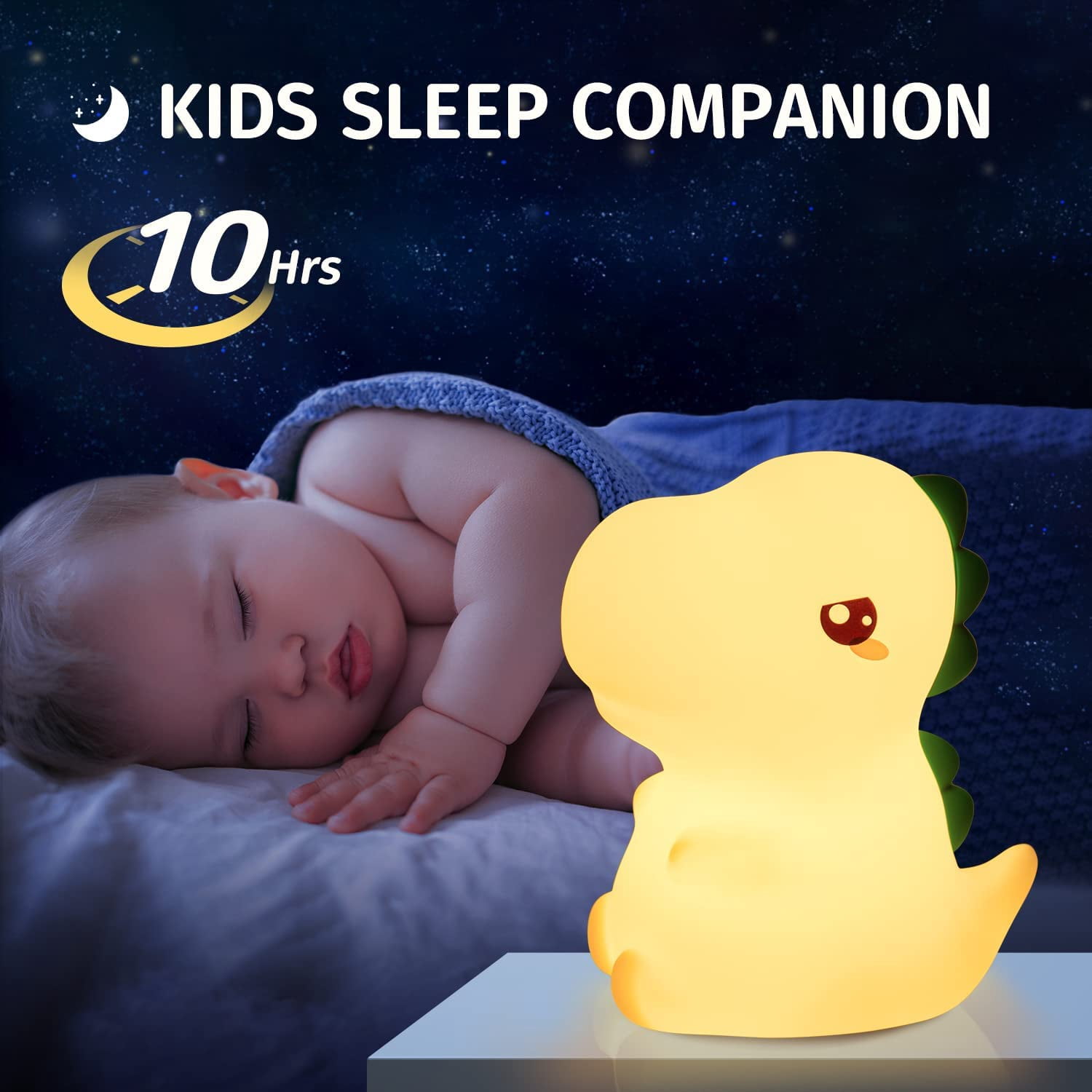 Baby Night Light Rechargeable & Portable Children's Night Light, 7 Light Colors Dinosaur Night Light Baby Night Light Children's Bedside Lamp