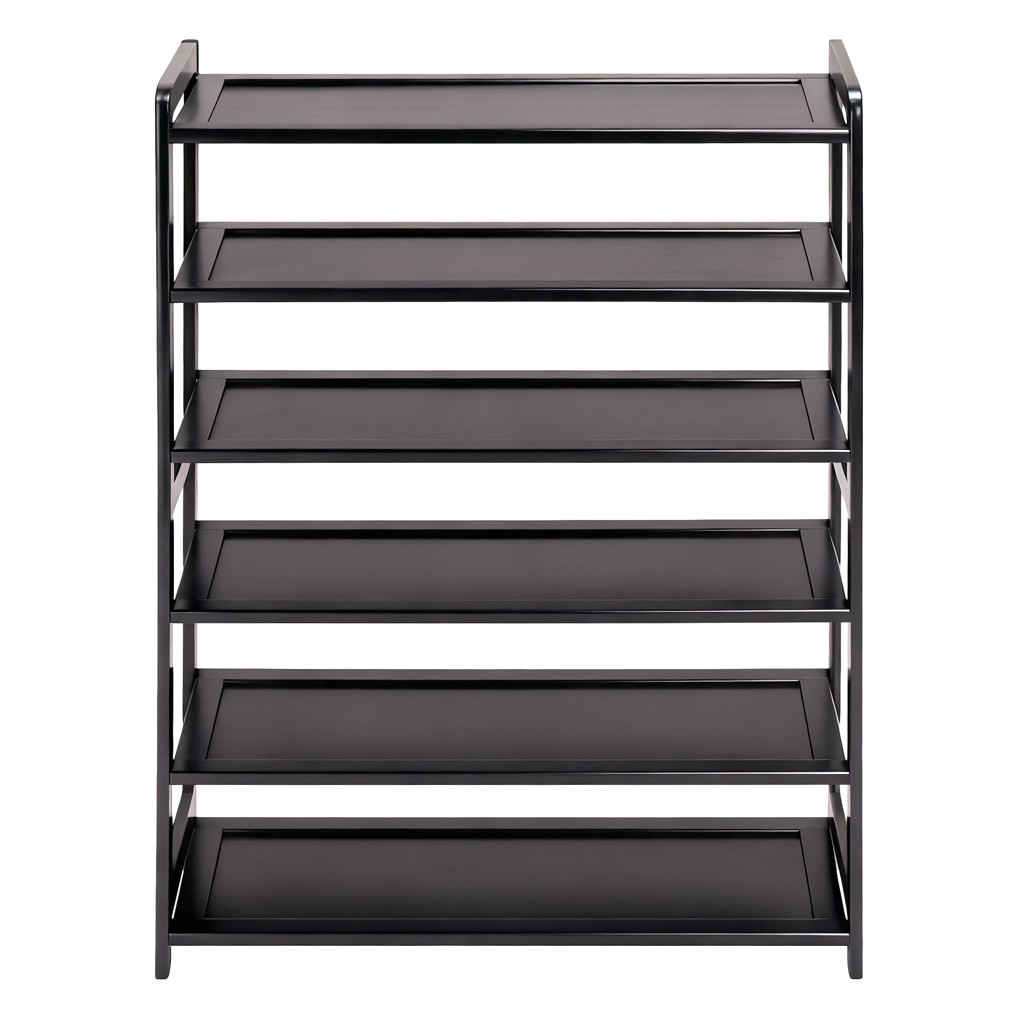 Zimtown Bamboo Shoe Rack, 6 Tier 24 Pairs Shoe Storage Organizer Space Saving for Entryway Home, Black