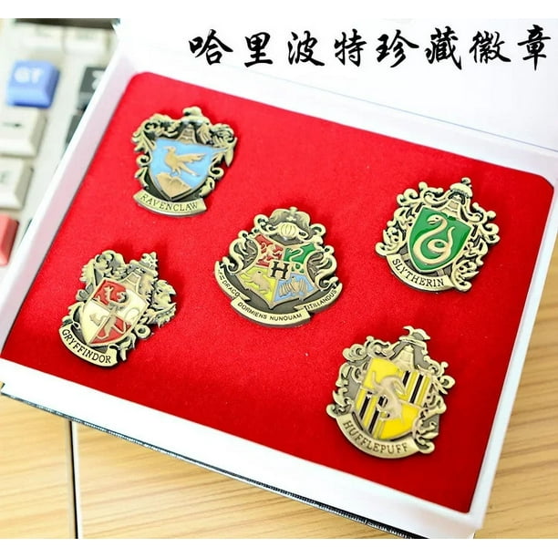 2025 Conjunto de marcadores de túnicas mágicas de Harry Potter, Hermione y Ron, caja de pin, monedas de Hogwarts, insignia de metal, búho, Quidditch, juguetes de las Reliquias de la Muerte