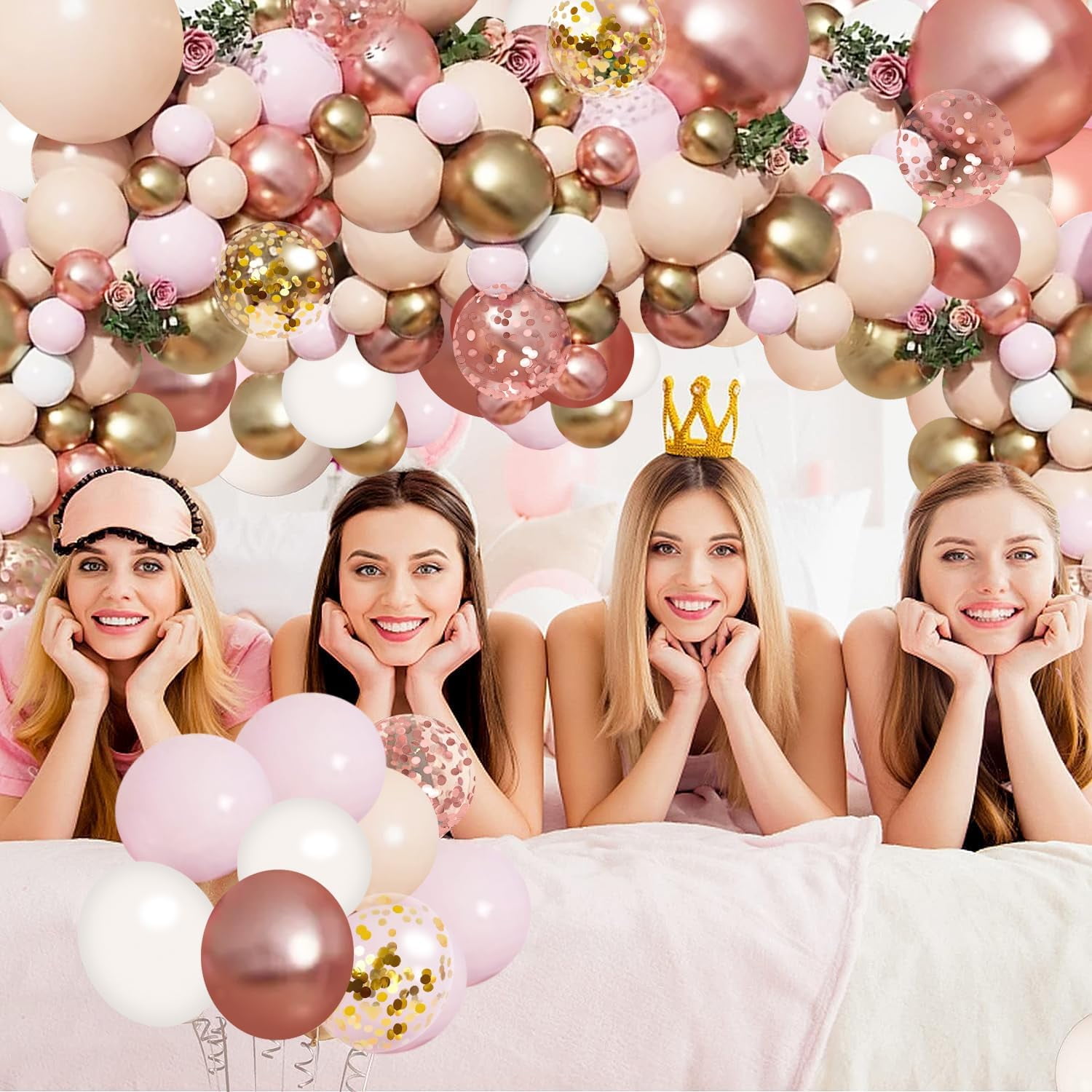 Black and Gold Balloon Arch Kit, Double Stuffed 129 Pcs Gold and Black Balloons Garland with Black Pearl White Sand Ivory Chrome Gold Balloons for Wedding Birthday Event New Year's Party Decoration