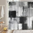thumbnail image 5 of Black and White Shower Curtain Modern Abstract Brushstroke Contemporary Ombre Painting Art Fabric Polyester Bathroom Curtain with Hooks, 5 of 7