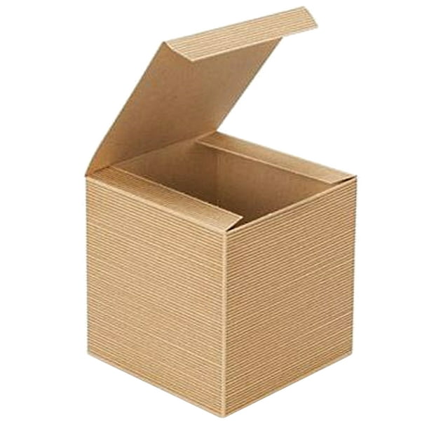 10 Gift Boxes 5 x 5 x 5", Kraft Pinstripe