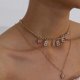 thumbnail image 2 of Butterfly Layered Necklaces Gold Rhinestone Pendant Necklace Short Letter Neck Chain Adjustable Choker Neck Jewelry for Women and Girls - -, 2 of 4