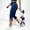Navy, variant on CYRBOKO Women's Capri Pants, Slim Fit Slit Hem Casual Elastic Waist Summer Capris Non-denim Black Size XL