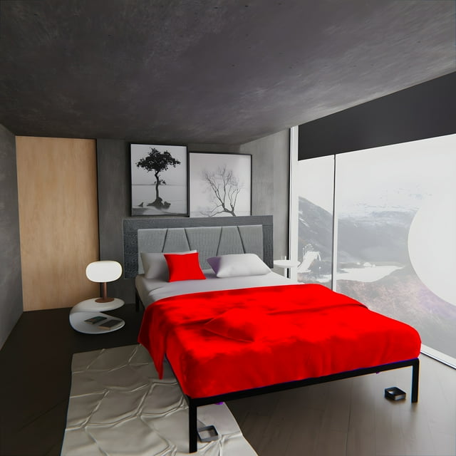 Base para Cama Matrimonial de Acero Reforzado, con Cabecera Tapizada en Tela – Fácil de Armar y Resistente para Colchón, Marco de cama, Base de Cama