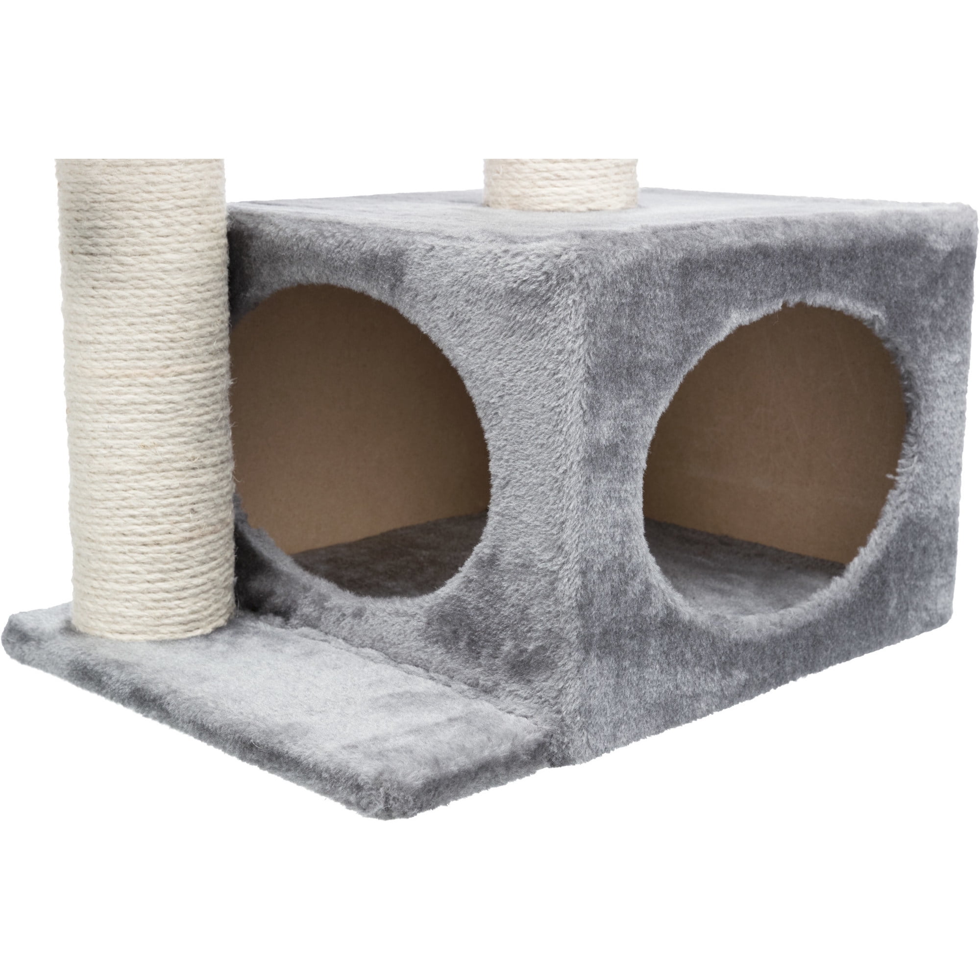 TRIXIE Valencia Plush & Sisal 3-Level 28" Cat Tree with Scratching Posts & Condo, Gray