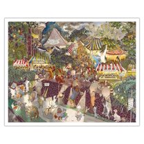 Punahou Carnival - Hawaiian Animals at the Punahou School Carnival! - From an Original Hawaii Watercolor Painting by Peggy Chun - Fine Art Matte Paper Print (Unframed) 16x20in