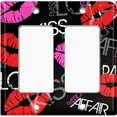thumbnail image 6 of Metal Light Switch Plate Cover Lipstick Kisses Love Romance Black LOV008, 6 of 13