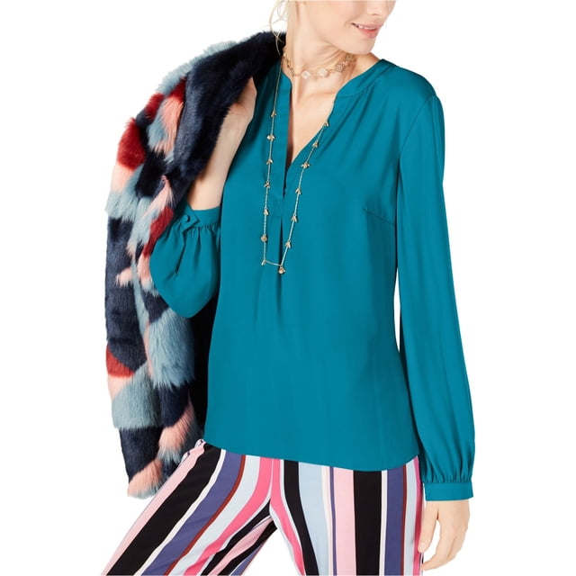 Blusa con cuello dividido I-N-C Azul XXL
