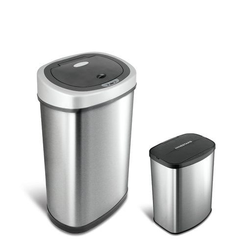 Nine Stars 2-Piece Nine Stars Steel Motion Sensor Trash Can Set