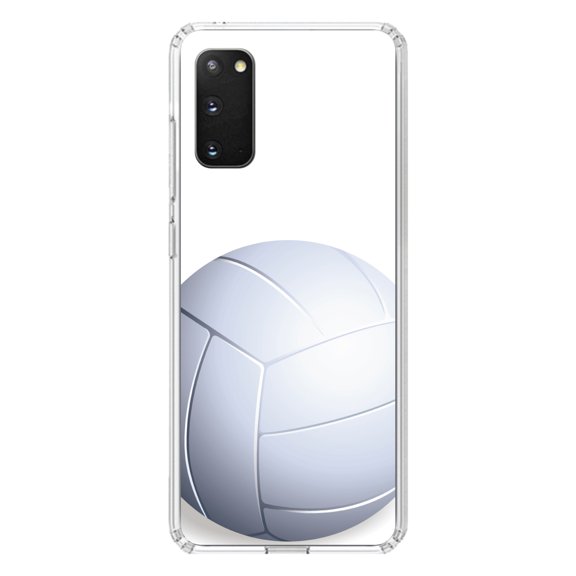 DistinctInk Clear Shockproof Hybrid Case for Galaxy S20 ULTRA / 5G (6.9" Screen) - TPU Bumper, Acrylic Back, Tempered Glass Screen Protector - White Volleyball
