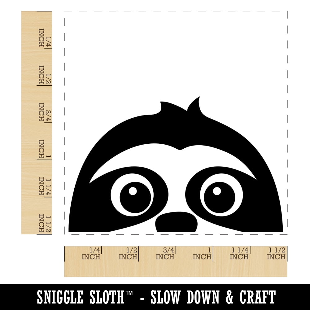 Peeking Sloth Self-Inking Rubber Stamp Ink Stamper - Red Ink - Large 1-1/2 Inch
