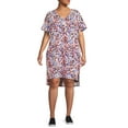 thumbnail image 5 of Terra & Sky Women's Plus Size V-Neck T-Shirt Dress with High Low Hem, 5 of 5