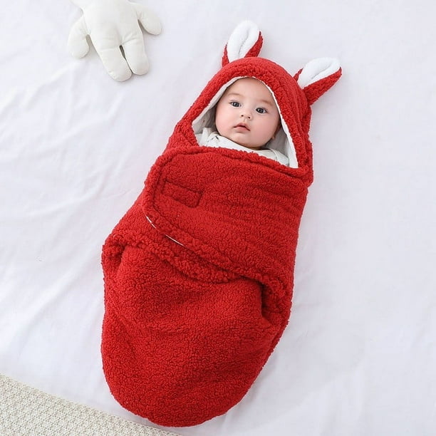 Conjuntos de cubrecama y colcha, manta envolvente para bebé, bolsa de guardería de forro polar, mantas suaves y cálidas de conejito, tamaño 0-6 meses para recién nacidos y niños pequeños, edredón grue
