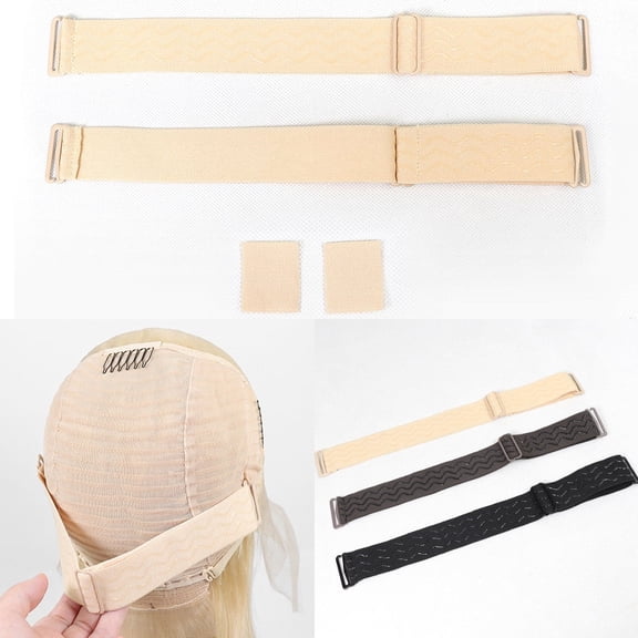2 PCS Adjustable Elastic Band for Wigs No Slip Band with Hooks Removable Wig Band Strap for Glueless Wigs Making Wig Cap Accessories