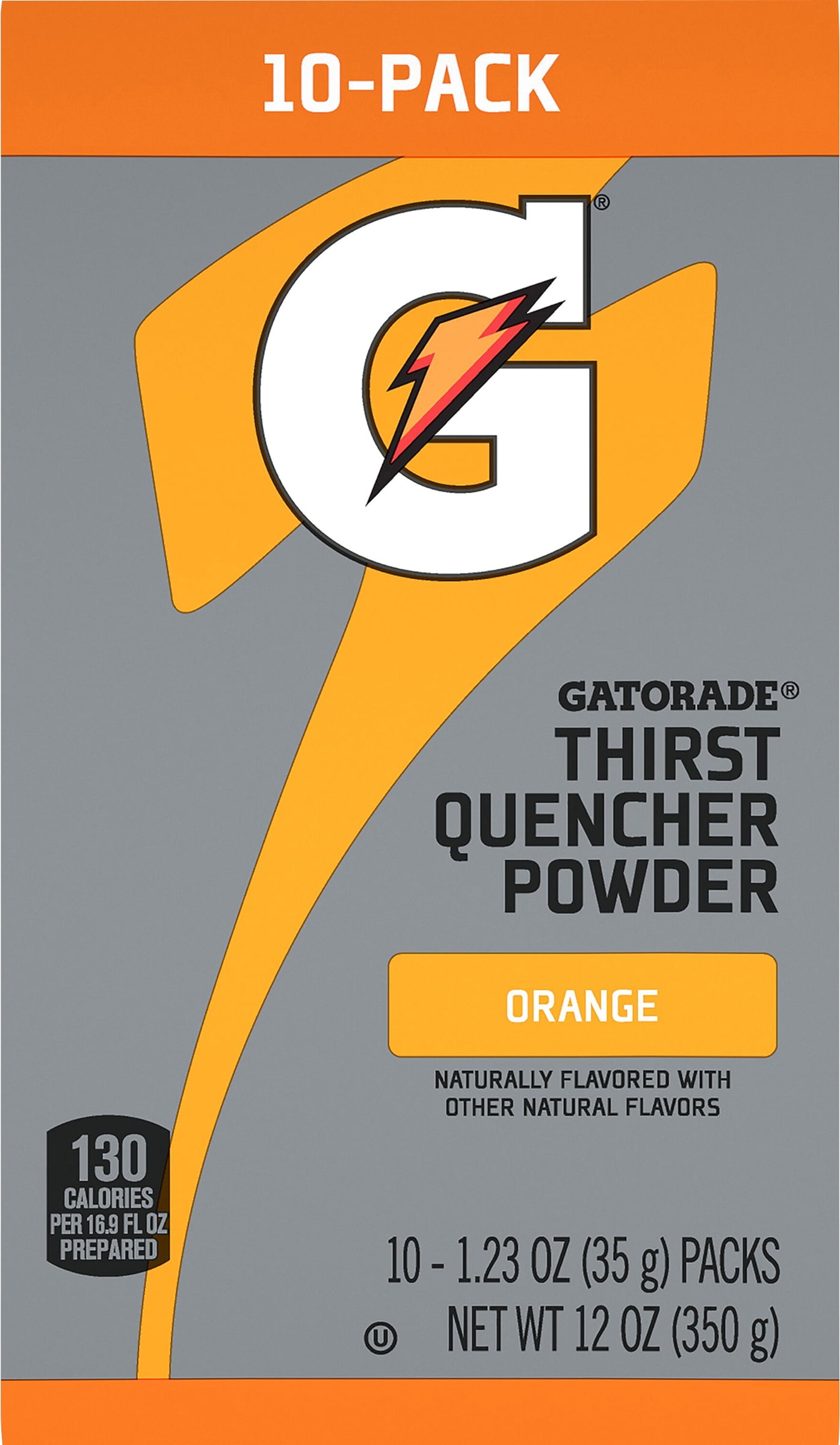 Gatorade Thirst Quencher Orange Sports Drink Mix Powder, 1.23oz, 10 Count Packets