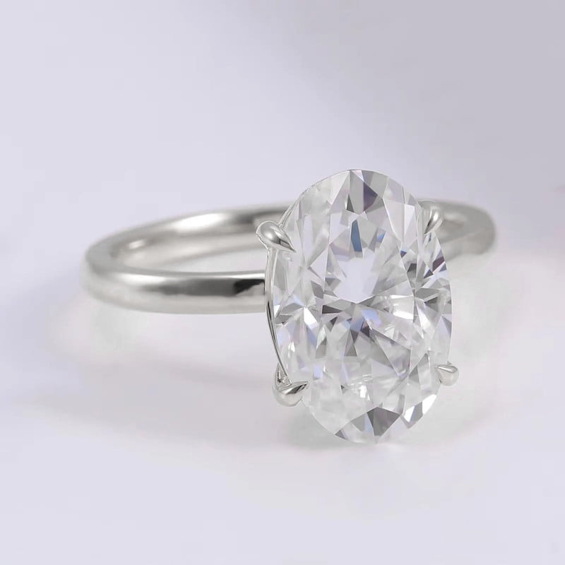 solitaire jewels 3.75CT Oval Moissanite Solitaire Engagement Ring For Women, 10K White Gold