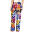 thumbnail image 2 of Bixox Women's The Garden Tricolor Pansy Flower Patterned Pajama Pants Loungewear, 2 of 5
