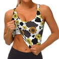 thumbnail image 3 of Balery Black Cow Sunflowers Sujetadores deportivos con espalda cruzada para mujer, acolchados, sin costuras, de alto impacto, ideales para yoga, gimnasio, entrenamiento y fitness.-Medium, 3 of 8