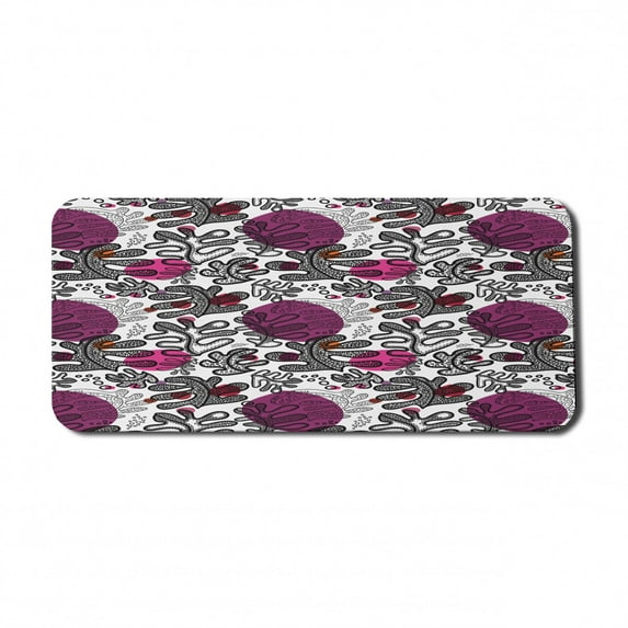 Hipster Computer Mouse Pad, Abstract Concept Colorful Asymmetric Shapes Circles and Dots in Scandinavian Style, Rectangle Non-Slip Rubber Mousepad X-Large, 35" x 15", Multicolor, by Ambesonne