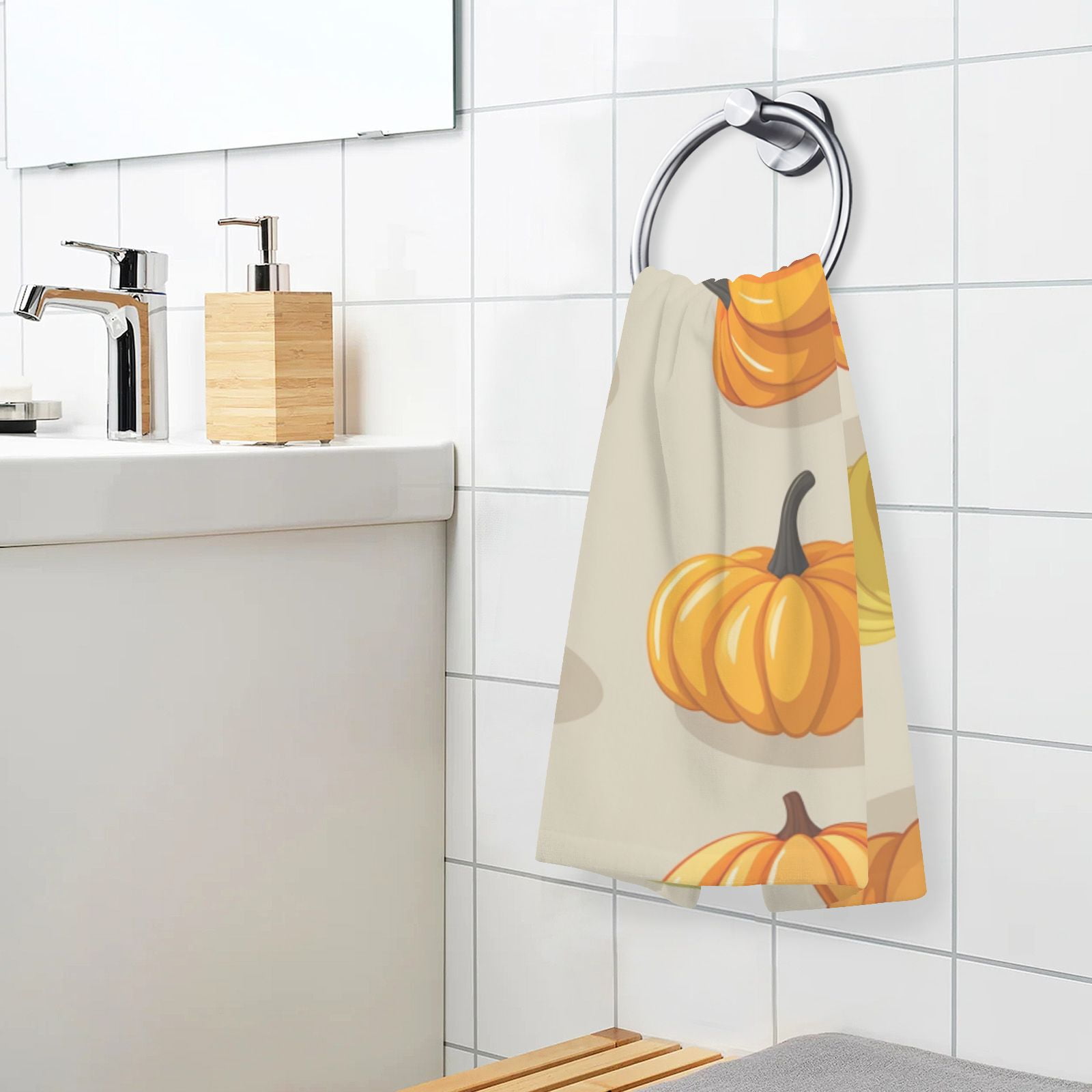 Cute Pumpkins Hand Towels Cotton Bath Towels Large Face Towels Absorbent for Bathroom 2 Packs