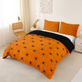 thumbnail image 2 of Homewish Simple Halloween Spider Bedding,Tiny Bug Print Duvet Cover Full,Orange Black,Black Reversible,3 Pieces,1 Duvet Cover and 2 Pillowcases, 2 of 6