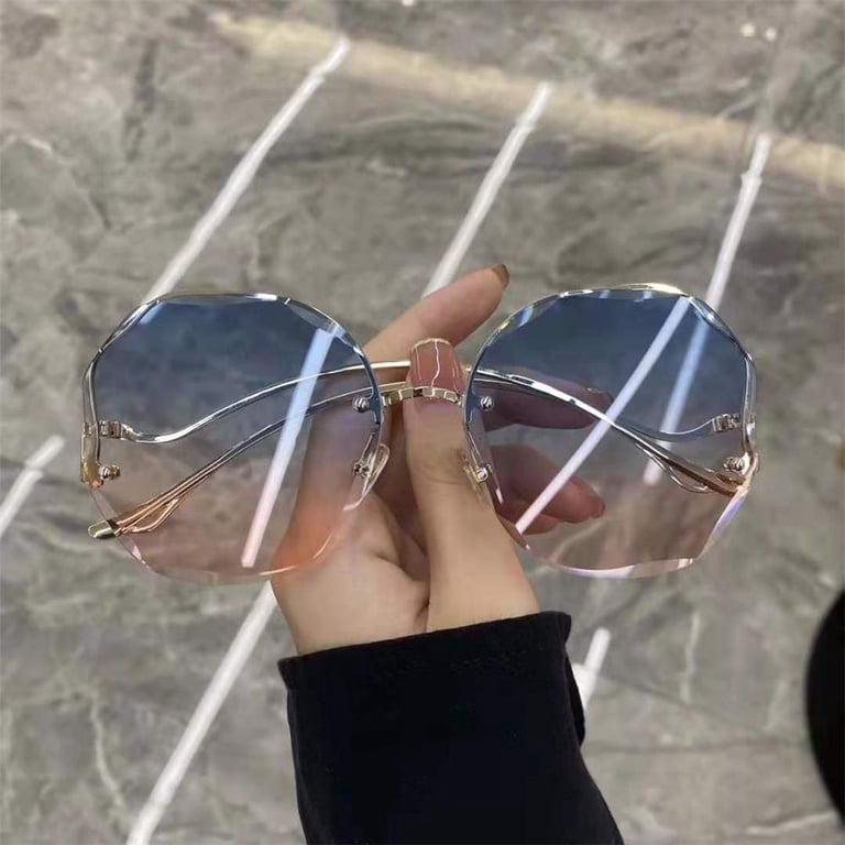 2021 Fashion Metal Curved Temples Frameless Eyewear Vintage  display picture 1