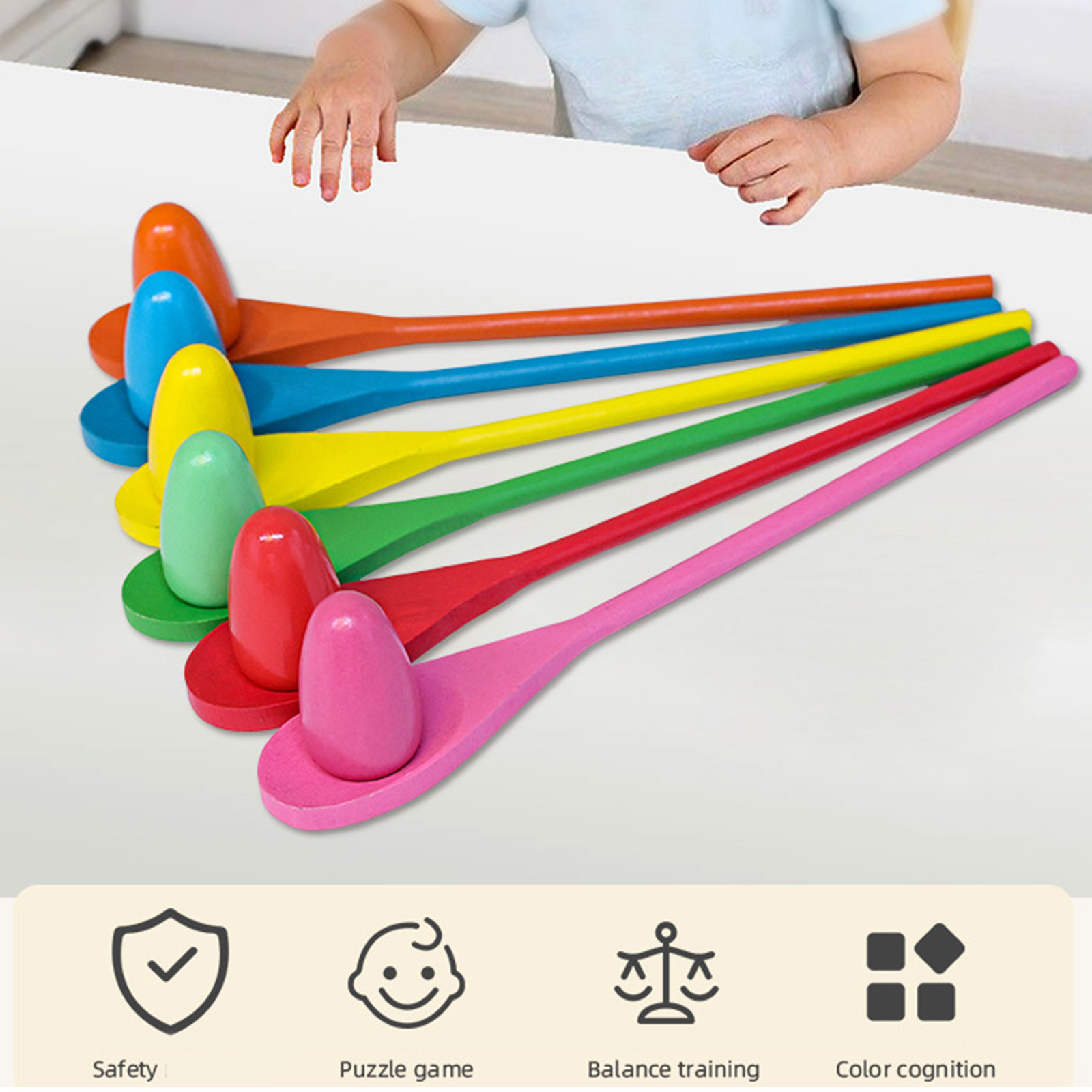 Kids Balance Race Game Toy Set with 12 Eggs Spoons for Outdoor Team Building and Fine Motor Skill Development