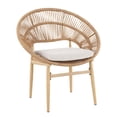 thumbnail image 5 of Olurrisa Outdoor Wicker Papasan Style Dining Chair, Teak Finished Leg and Light Brown Faux Rattan, Beige Cushion, Set of 2, 5 of 8