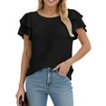 thumbnail image 2 of Womens Dressy Casual Tops 2025 Business Work Blouses Summer Shirts Short Sleeve Crew Neck Outfits, 2 of 5