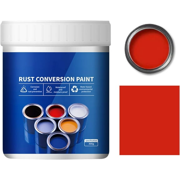Rust Converter, Weatherproof Rust Converter Paint For Metal, Rust Converter For Metal, Water-Based Metallic Paint (Red)