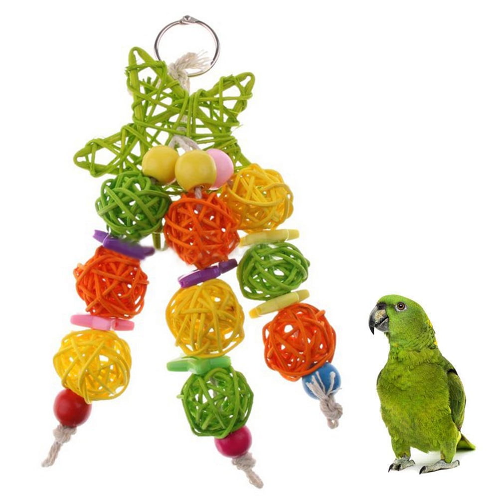 Archer Wood Stars Rattan Balls String Pet Bird Cockatoo Parrot Hanging